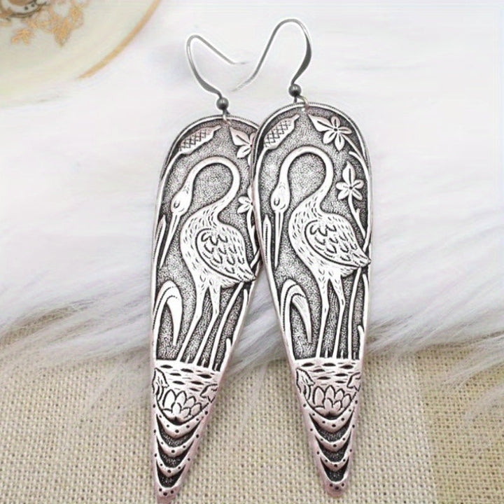 Elegant Bird Themed Heron Drop Earrings