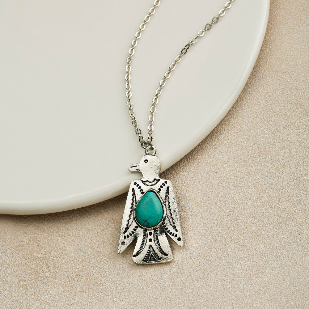Vintage bohemien ketting met turkooizen sierhanger