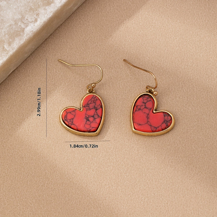 Bohemian Minimalist Natural Turquoise Heart Earrings
