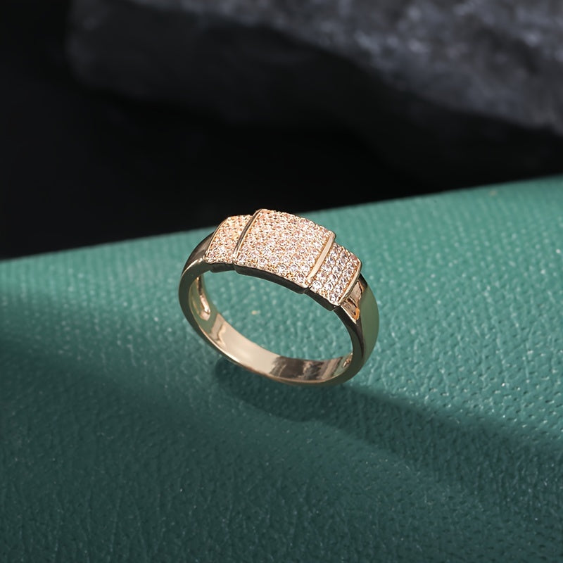 Elegante vergulde ring met zirkonia