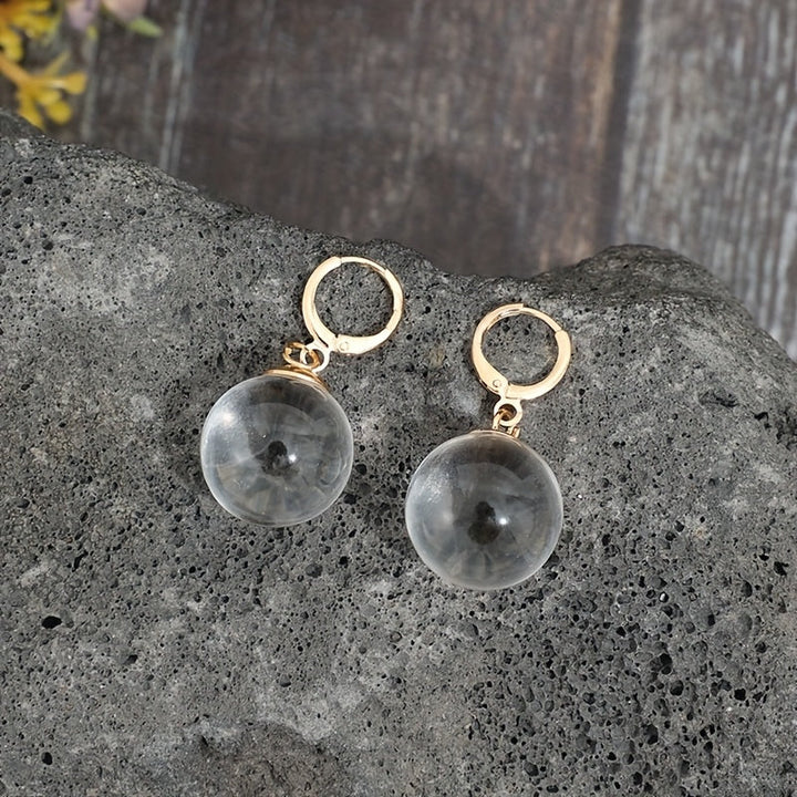Minimalist Round Glass Pendant Dangle Earrings
