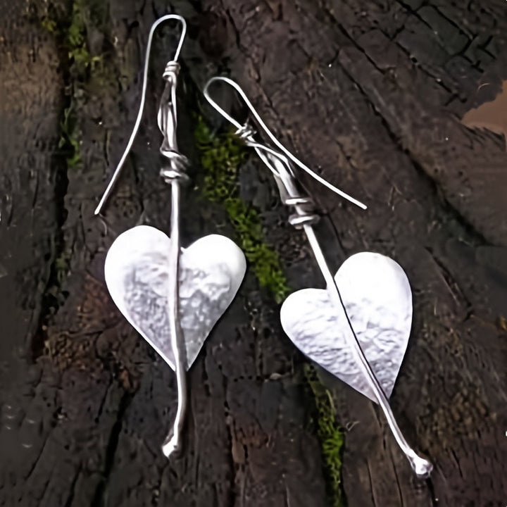 Bohemian Heart Shaped Irregular Plant Leaf Dangle Earrings