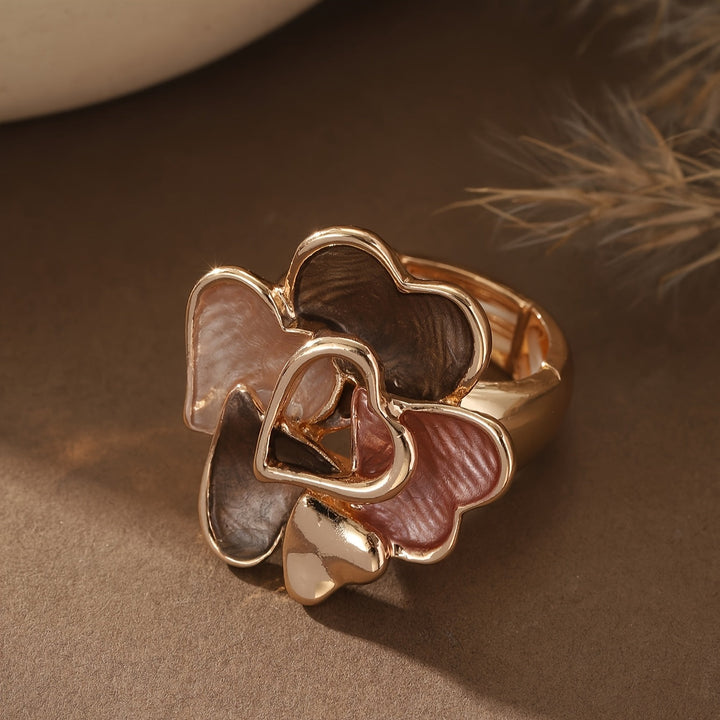 Bohemian Handmade Enamel Heart Shaped Gold Plated Rings