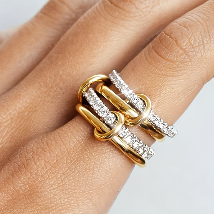 Minimalist Gold Plated Stackable Ring Set with Zirconia Accents