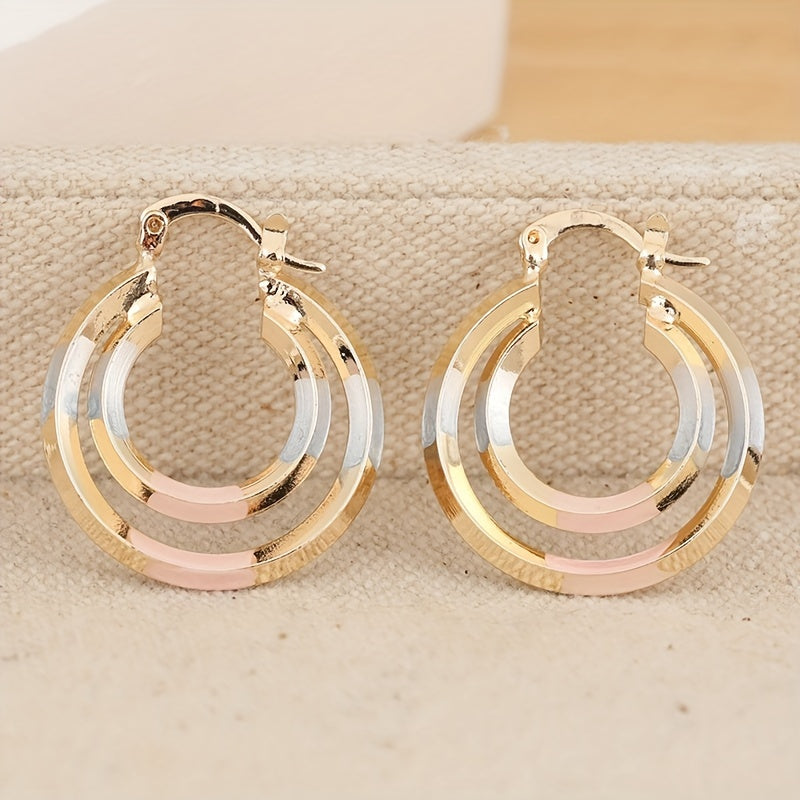 Stylish Hollow Round Shaped Gold Plated Earrings