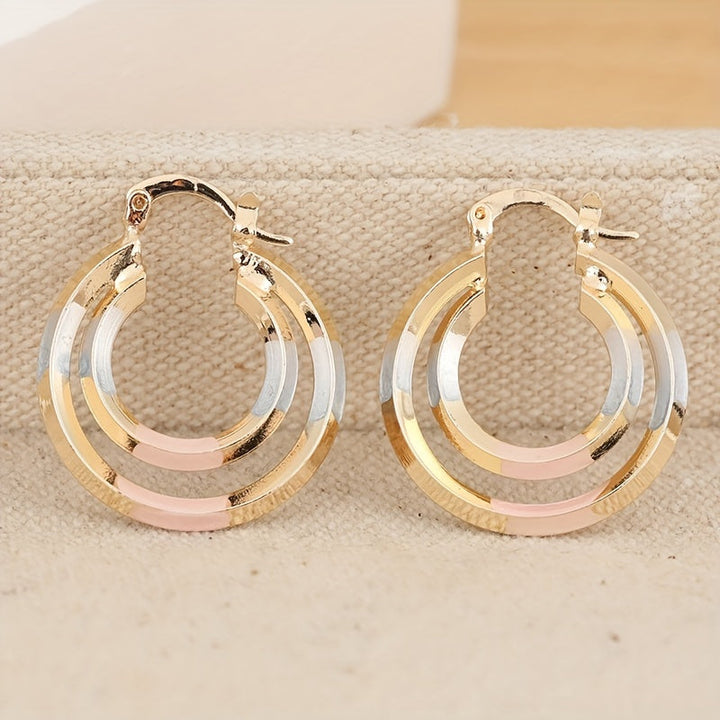 Stylish Hollow Round Shaped Gold Plated Earrings