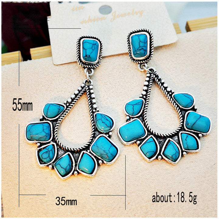 Vintage Silver Plated Turquoise Drop Earrings
