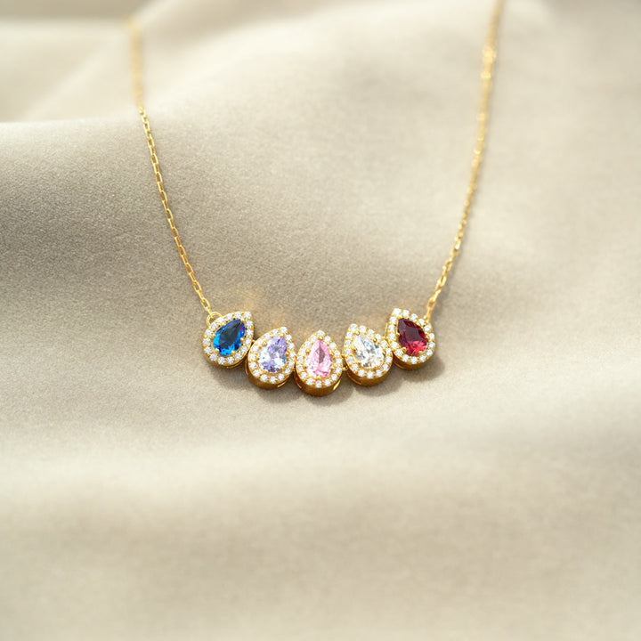 Tears of Joy Teardrop Family Birthstone Necklace