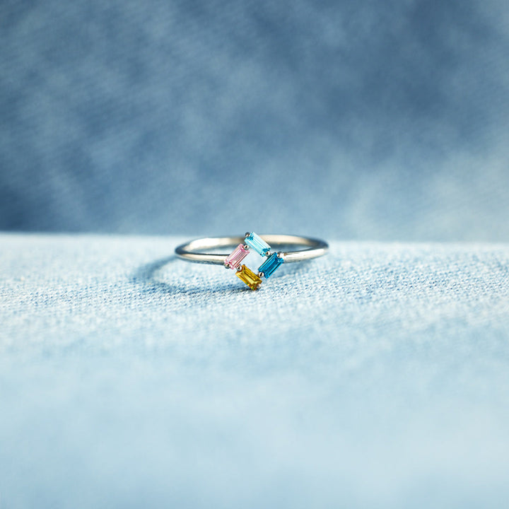 Personalized Baguette Birthstones Ring