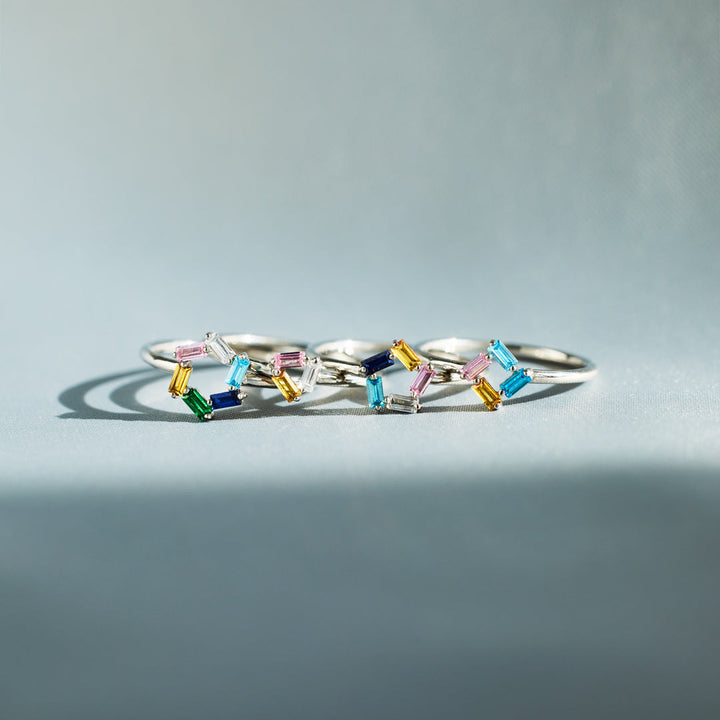Personalized Baguette Birthstones Ring