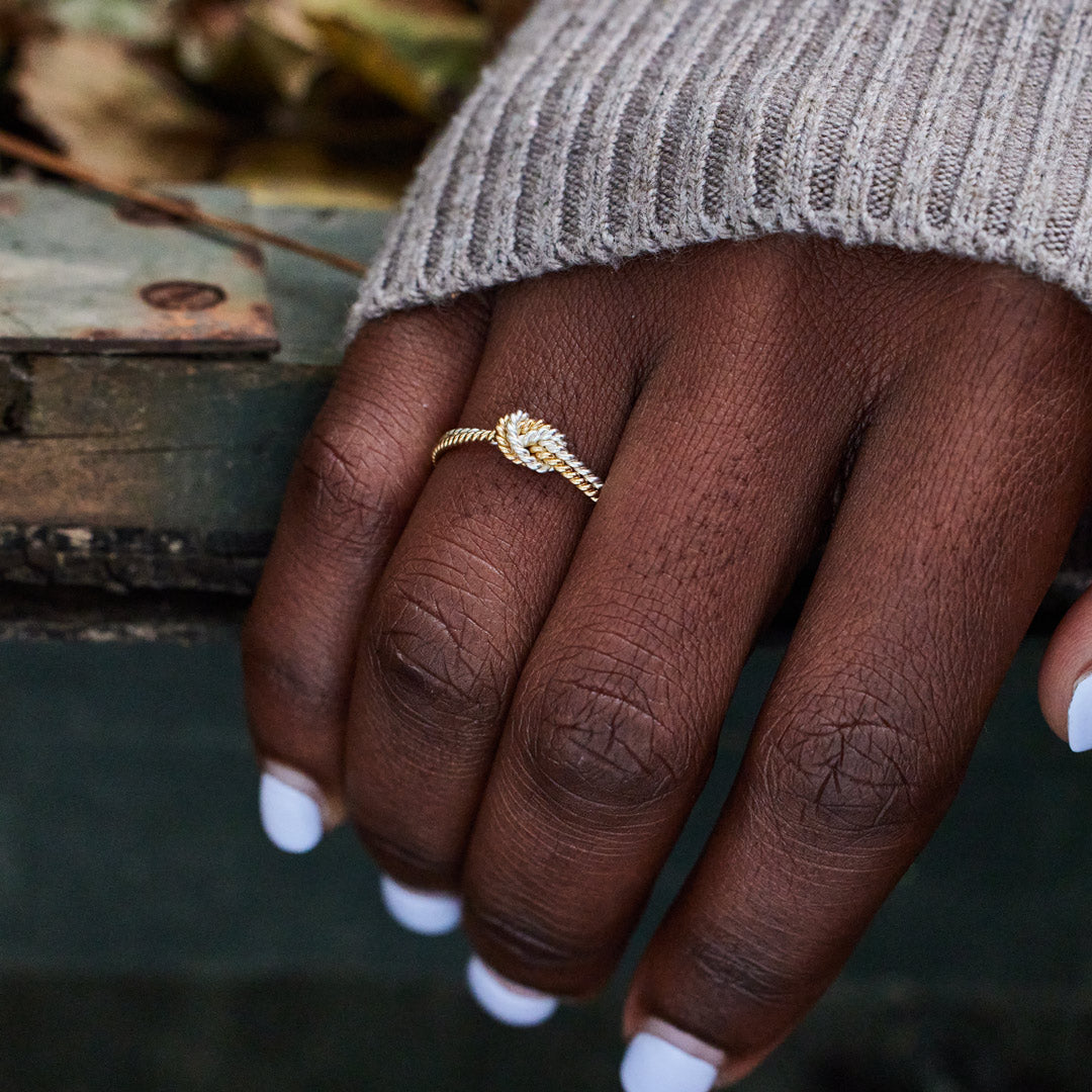 Handcrafted Mother & Daughter Bond Two Strand Knot Ring