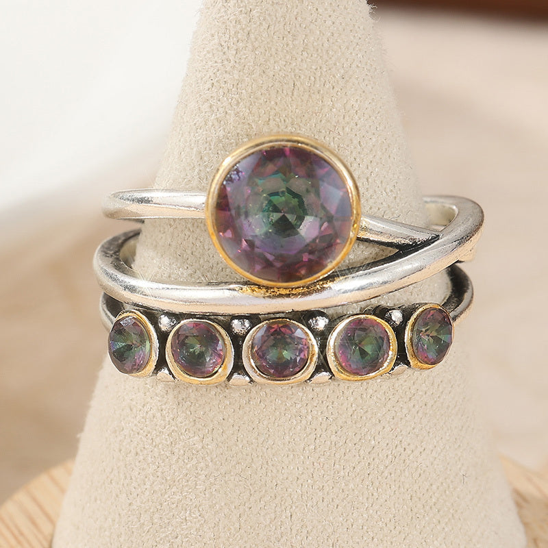 Elegante bohemien artistieke ring ingelegd met zirkonia