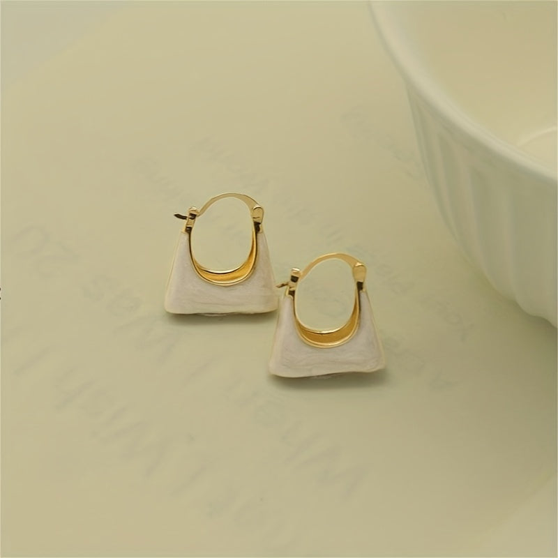 Elegant Retro Style Handbag Design Enamel Hoop Earrings