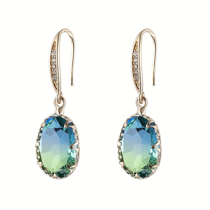 Elegant Vintage Inspired Oval Green Crystal Drop Earrings