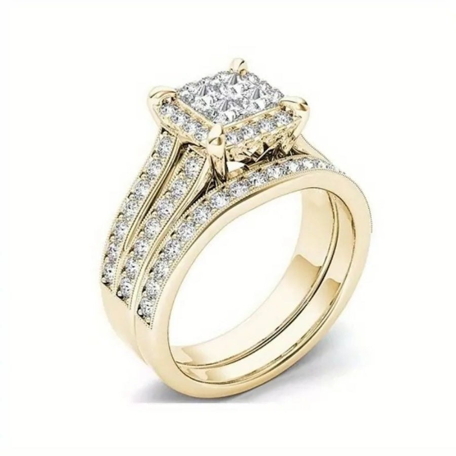 Elegante vintage stapelbare bruidsring met zirkonia