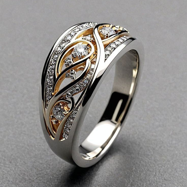 Opengewerkte goud- & zilverkleurige ring