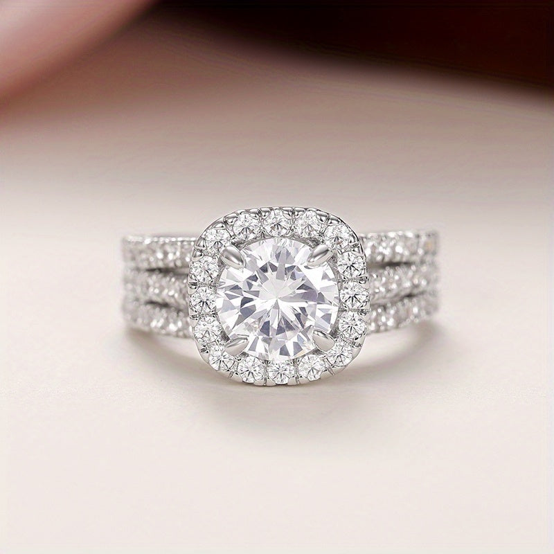 Elegante ringen met enkele zirkonia steen en micro pavé zijkant