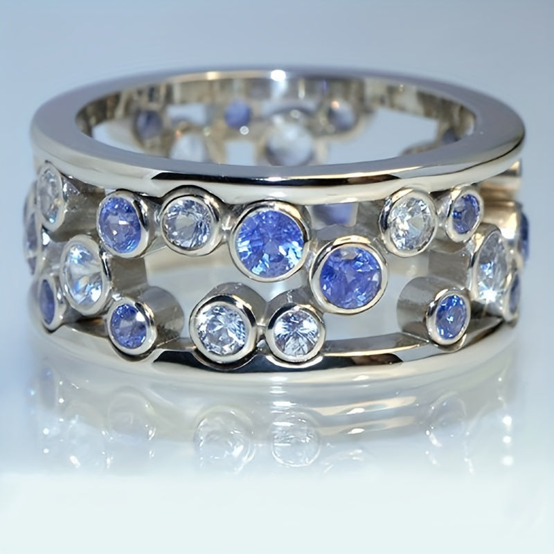 Elegante verzilverde ring met sprankelende zirkonia