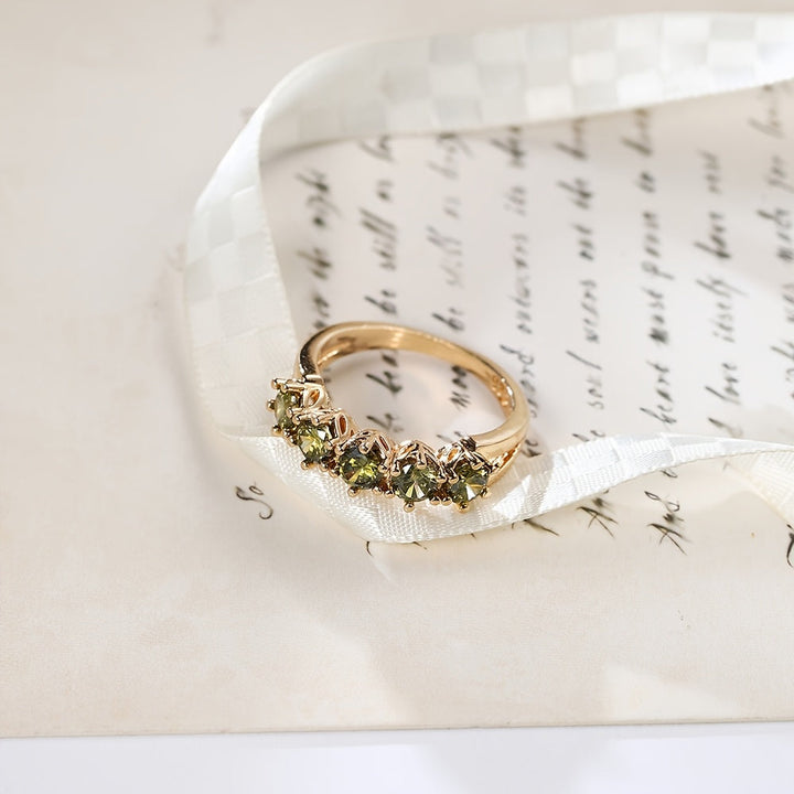 Vintage Style Olive Green Cubic Zirconia Ring
