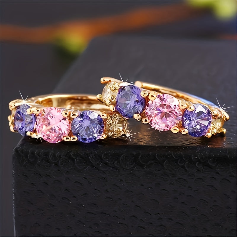 Elegante oorringen met kleurrijke zirkonia in vintage stijl