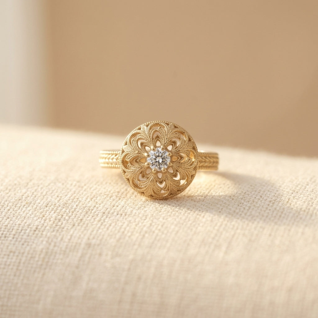 Elara Golden Pearl Ring