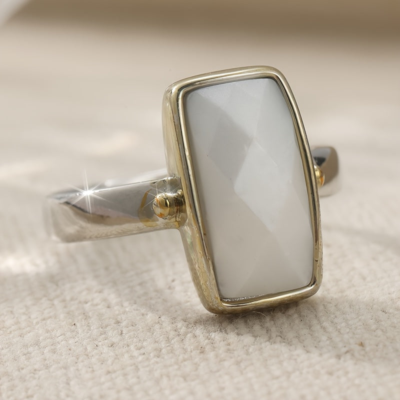 Vintage bohemien geometrische maansteen ring