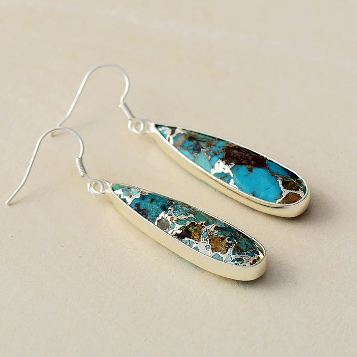 Natural Stone Turquoise Jasper Teardrop Earrings