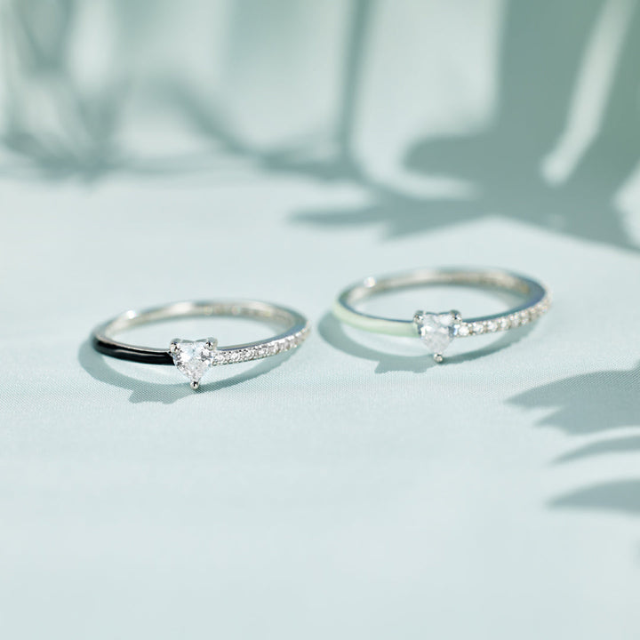 Timeless Heart-Cut Half Enamel Ring