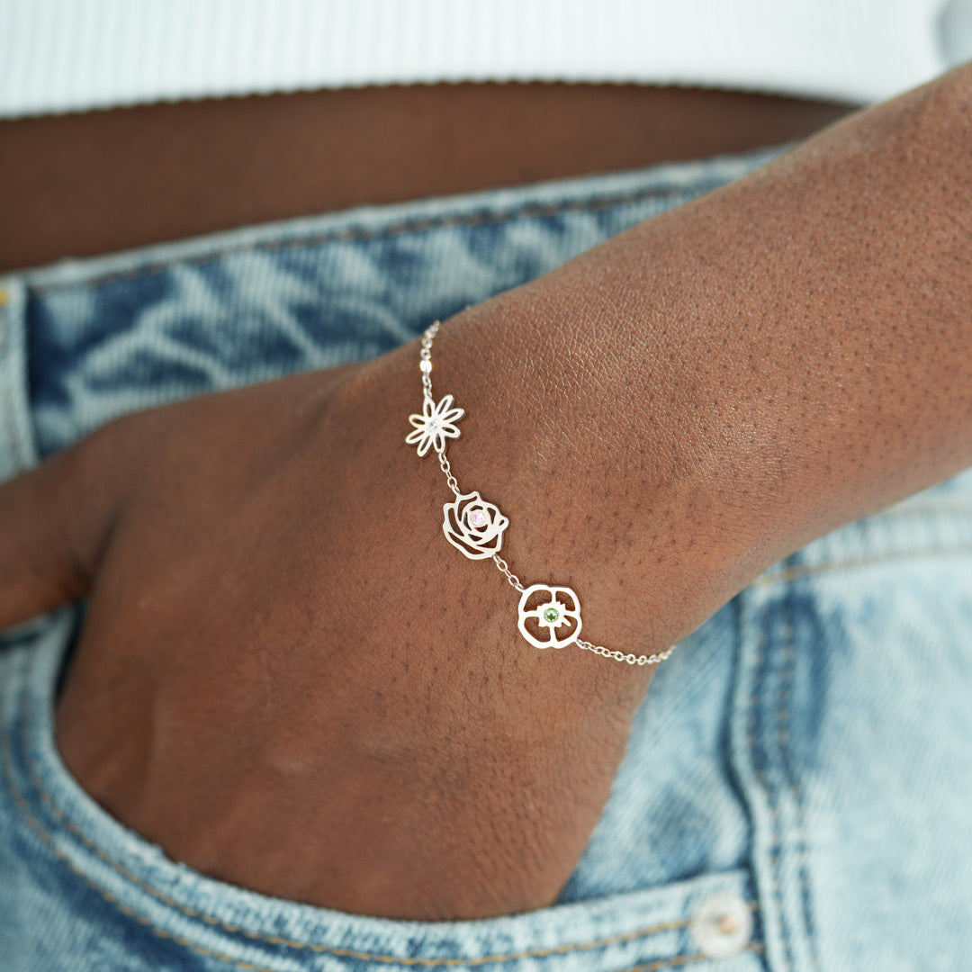 Geboortebloemen armband - betekenisvolle familiesieraden