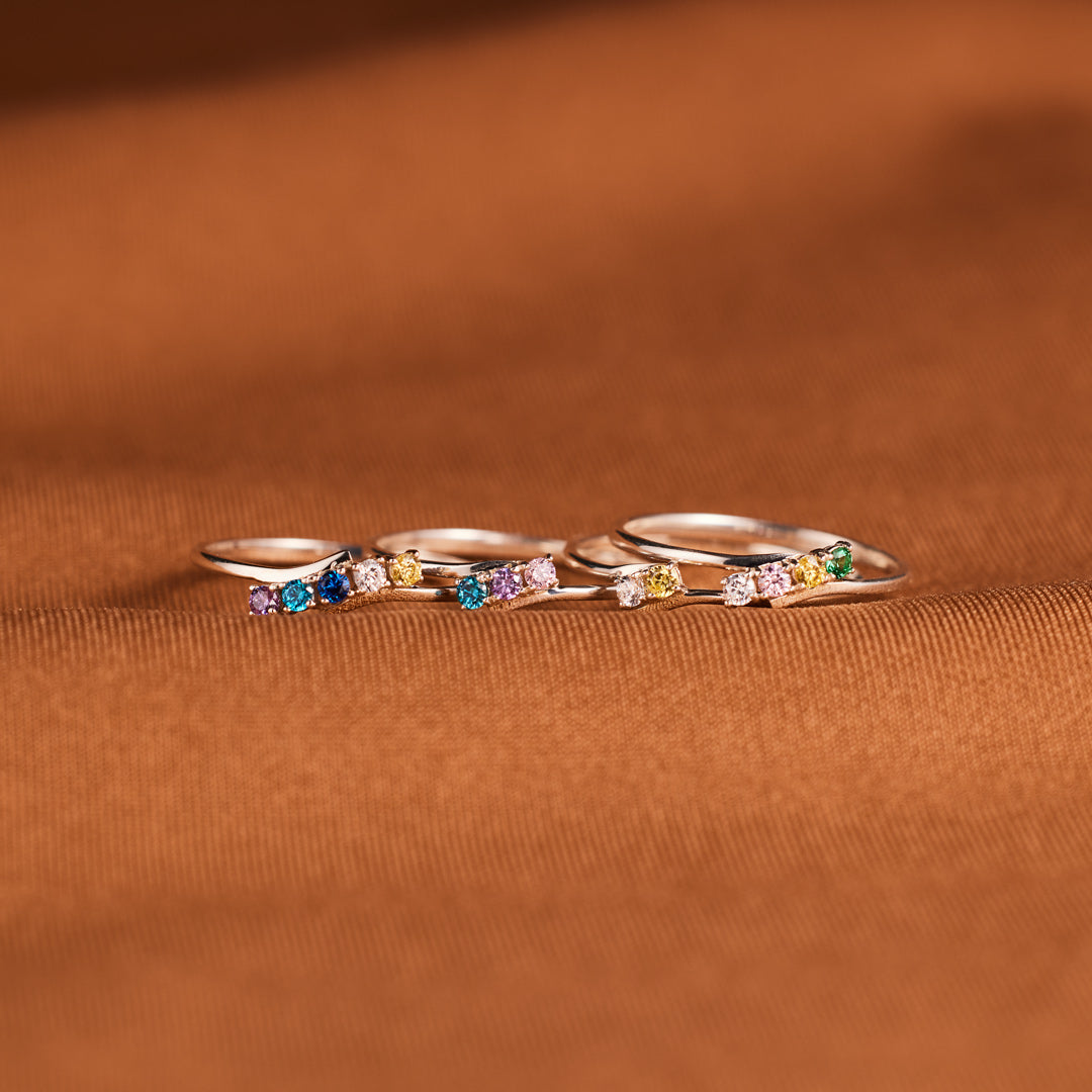 Personalized 1-6 Family Birthstones Bypass Ring