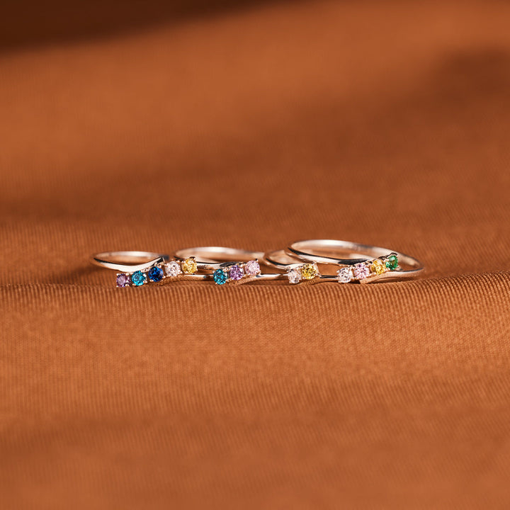 Personalized 1-6 Family Birthstones Bypass Ring