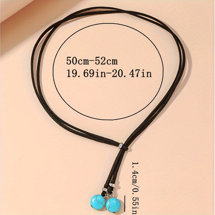 Minimalist Boho Turquoise Round Beads Adjustable Choker Necklace