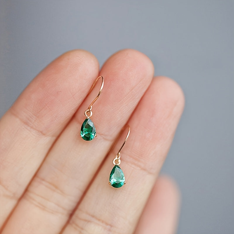 Elegant Baroque Court Style Green Zirconia Earrings