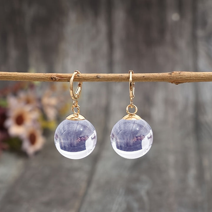 Minimalist Round Glass Pendant Dangle Earrings