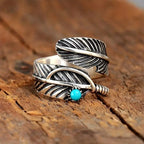 Boho veer turkoois sterling zilveren ring