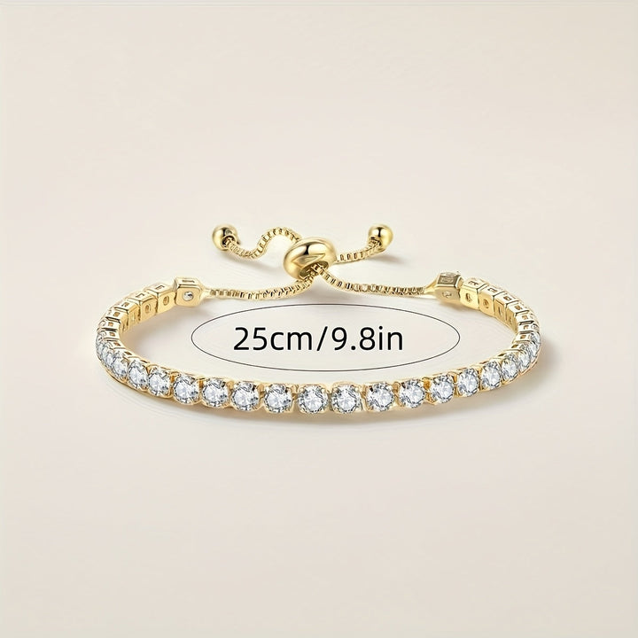 Elegant Gold Plated Zirconia Diamond Adjustable Tennis Bracelet