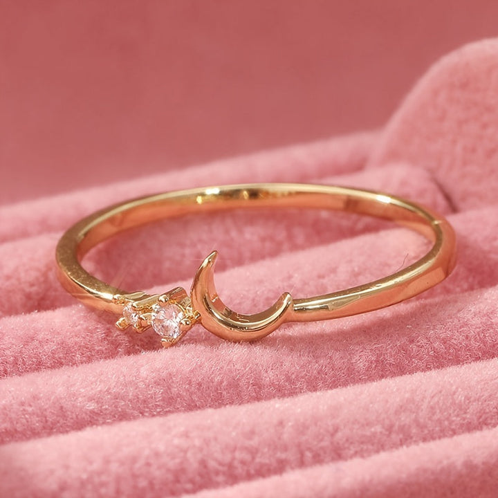 Vintage Style Half Moon Inlaid Zirconia Stackable Ring Set