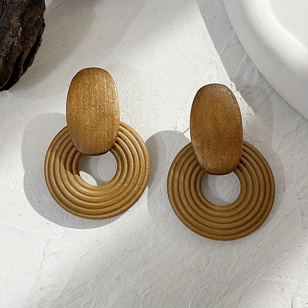 Natuurlijke houten spiraal oorhangers