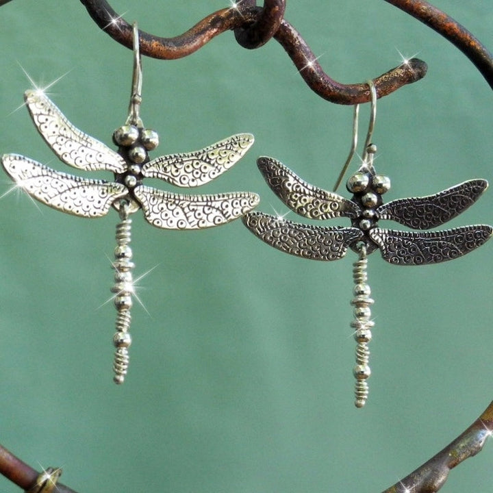 Elegant Vintage Dragonfly Drop Earrings