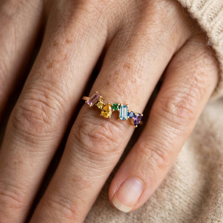 Art Deco Geometric Cubic Zirconia Gold Ring