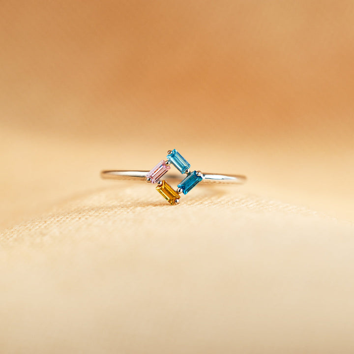 Personalized Baguette Birthstones Ring