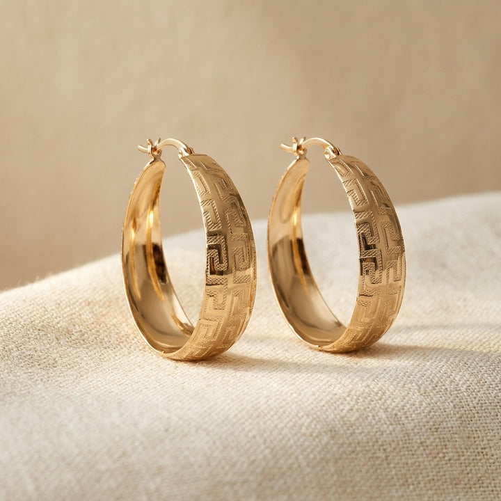 Aurelie Vintage Gold Ethnic Hoop Earrings