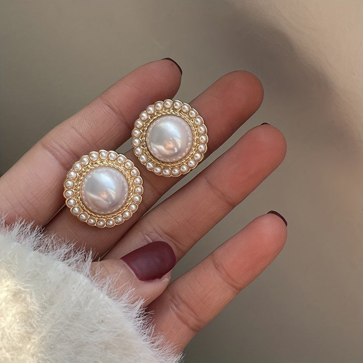 Vintage Pearl Earrings Gold Drop