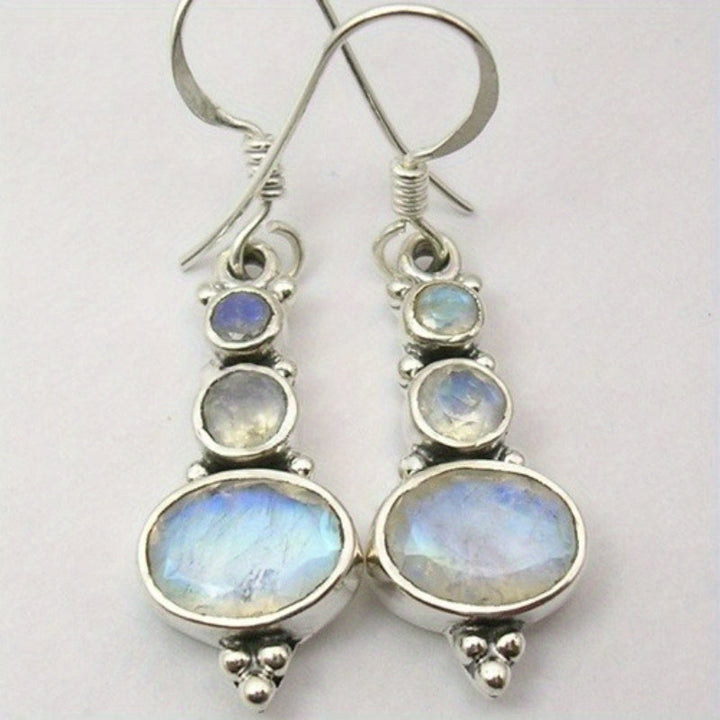 Vintage Bohemian Moonstone Long Dangle Earrings