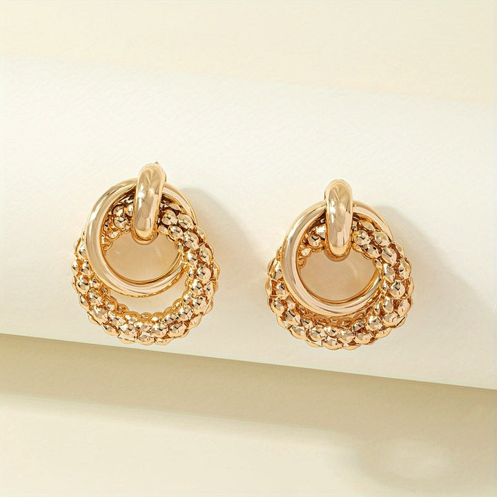 Elegant Circle Design Gold-Tone Geometric Earrings