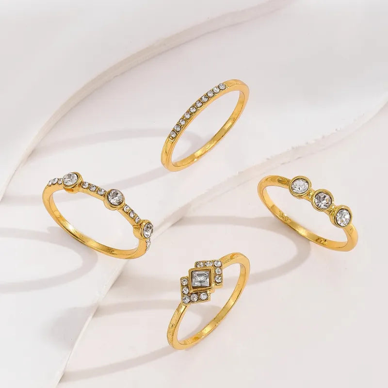 Vintage vergulde stapelbare ringenset geïnspireerd op art deco