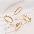 Vintage vergulde stapelbare ringenset geïnspireerd op art deco