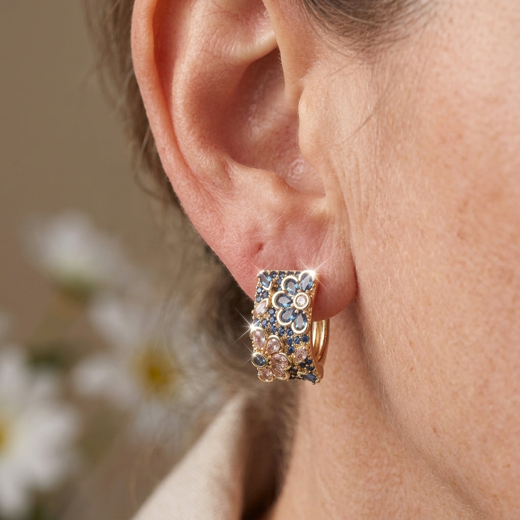 Vintage Emerald Earrings Gold Drop