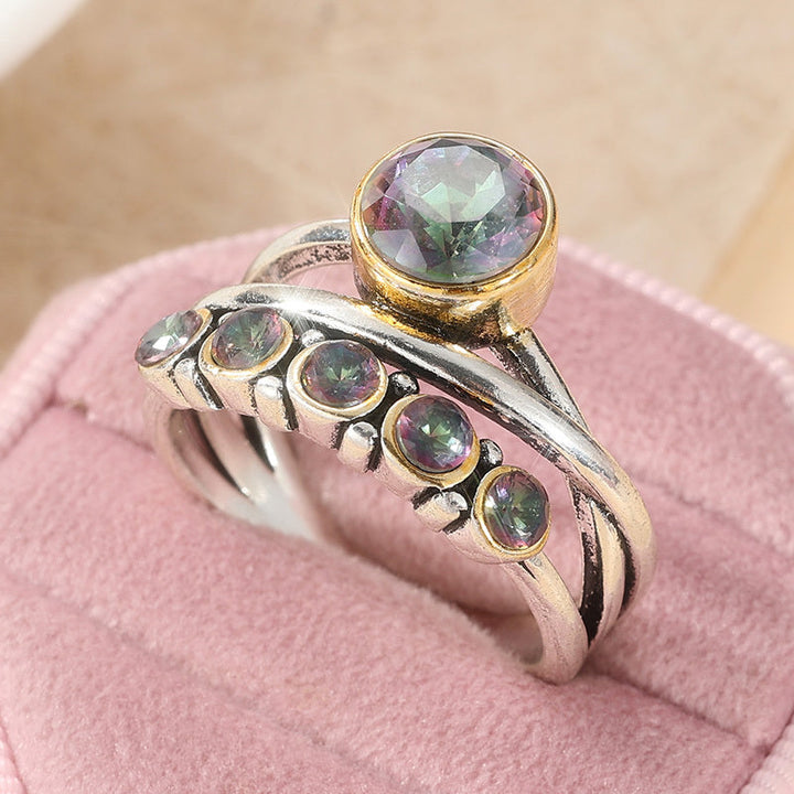 Elegant Bohemian Artistic Cubic Zirconia Inlaid Ring