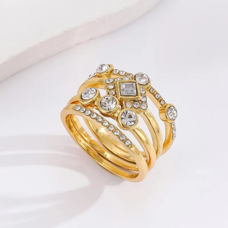 Vintage vergulde stapelbare ringenset geïnspireerd op art deco